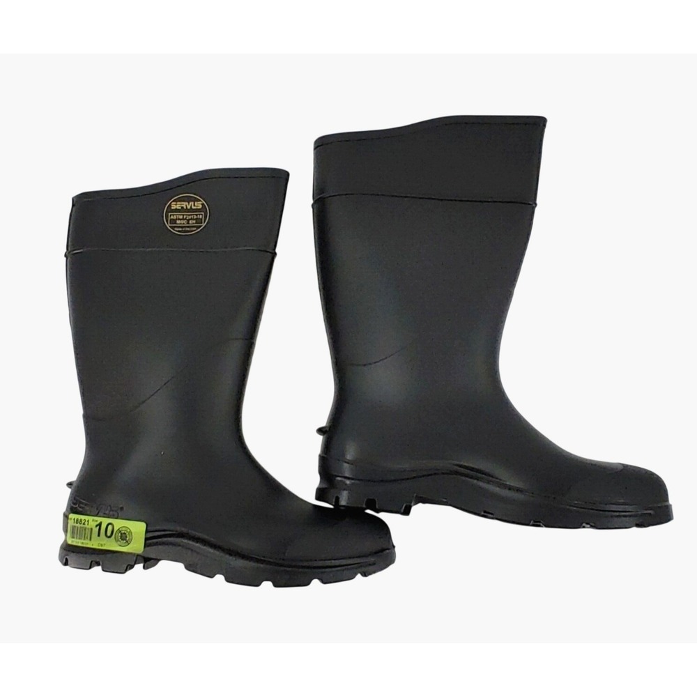 Honeywell Servus Mens 10 Black Safety Steel Toe PVC Work Boots ASTM F2413-18‎